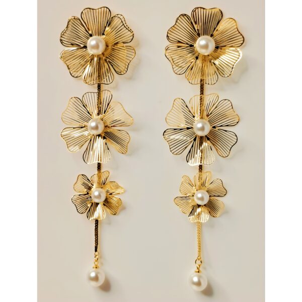 Cascading Pearl Floral Drop Earrings