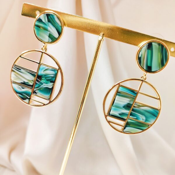 Round Green Drop Earrings