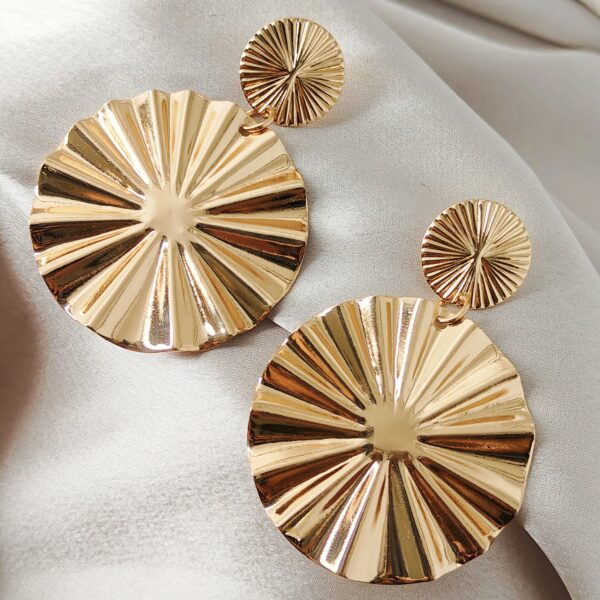 Copper Gold Sunburst Drop Earrings