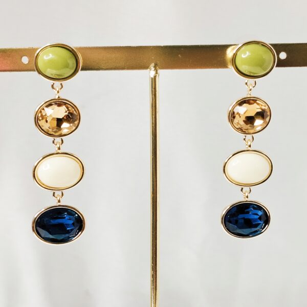 Bohemian Chic Oval Gemstone Drop Earrings