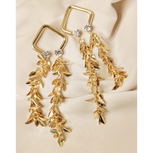 Golden Cascade Leaf Drop Earrings
