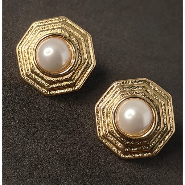 Octagonal Pearl Stud Earrings