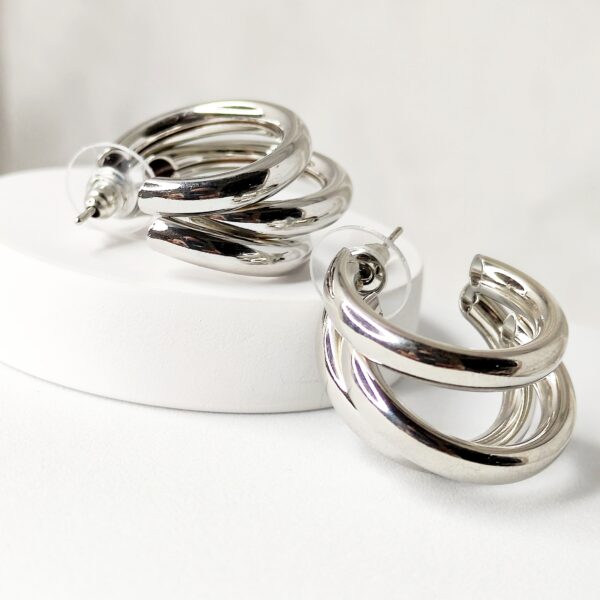 Modern Twisted Silver Earrings