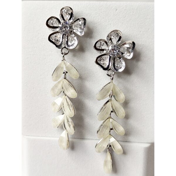 Sparkle Blossom Ivory Dangle Earrings