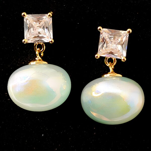 Opal Glow Square Diamond Earrings