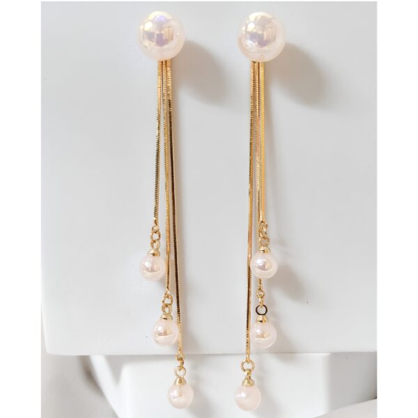 Elegant Pearl Drop Chain Earrings