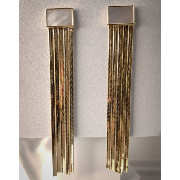 Lustrous Stone-Top Fringe Earrings