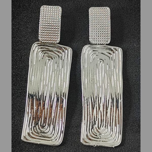 Textured Rectangular Dangle Metal Earrings