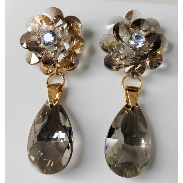 Champagne Crystal Floral Drop Earrings