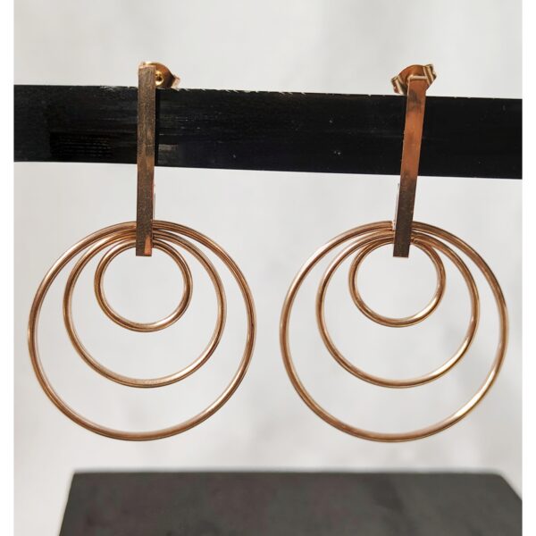 Copper Gold Triple Hoop Earrings